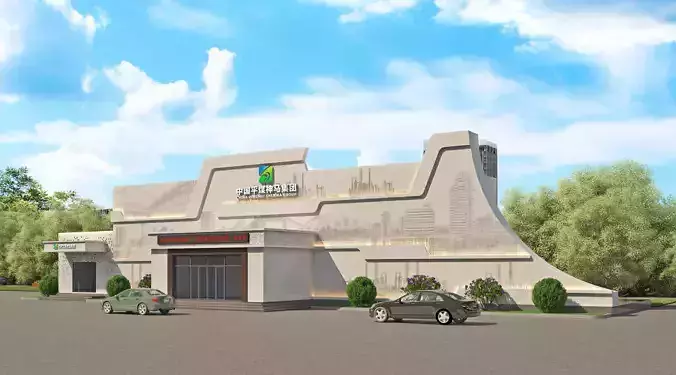 The facade of the building 3D model