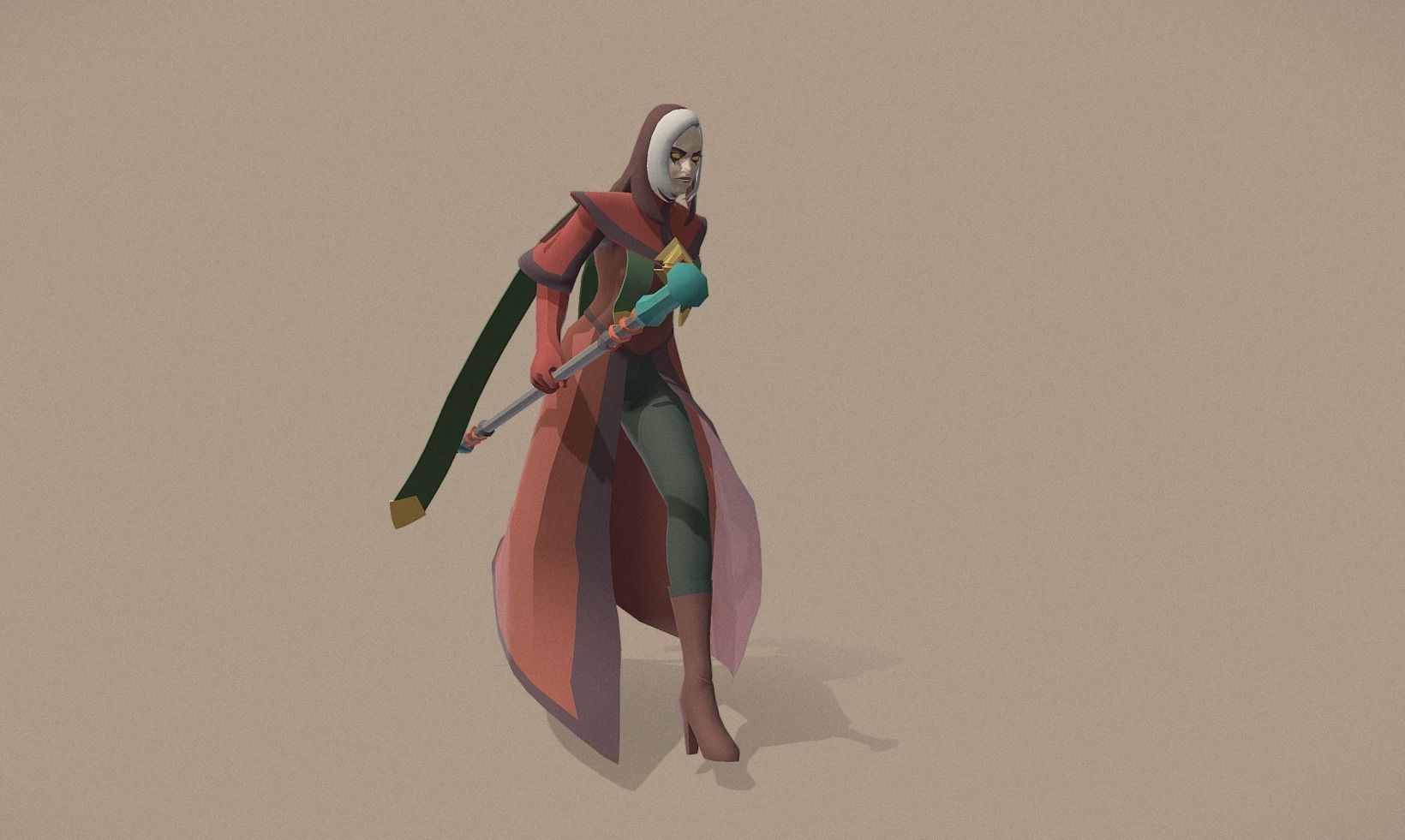 Polygon Art RPG - Luna Firemantle Low-poly 3D model_9