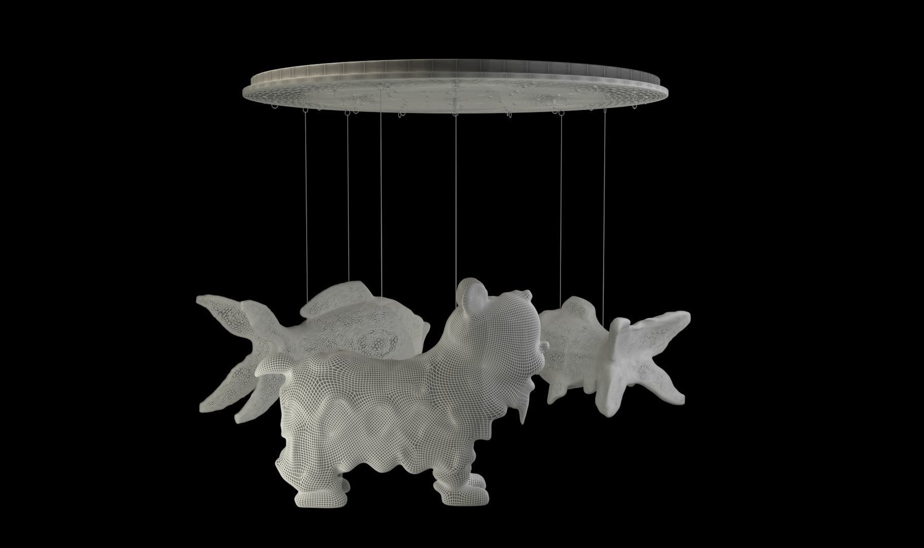 Chinese fish  lantern with lion dance costume 3D model_6