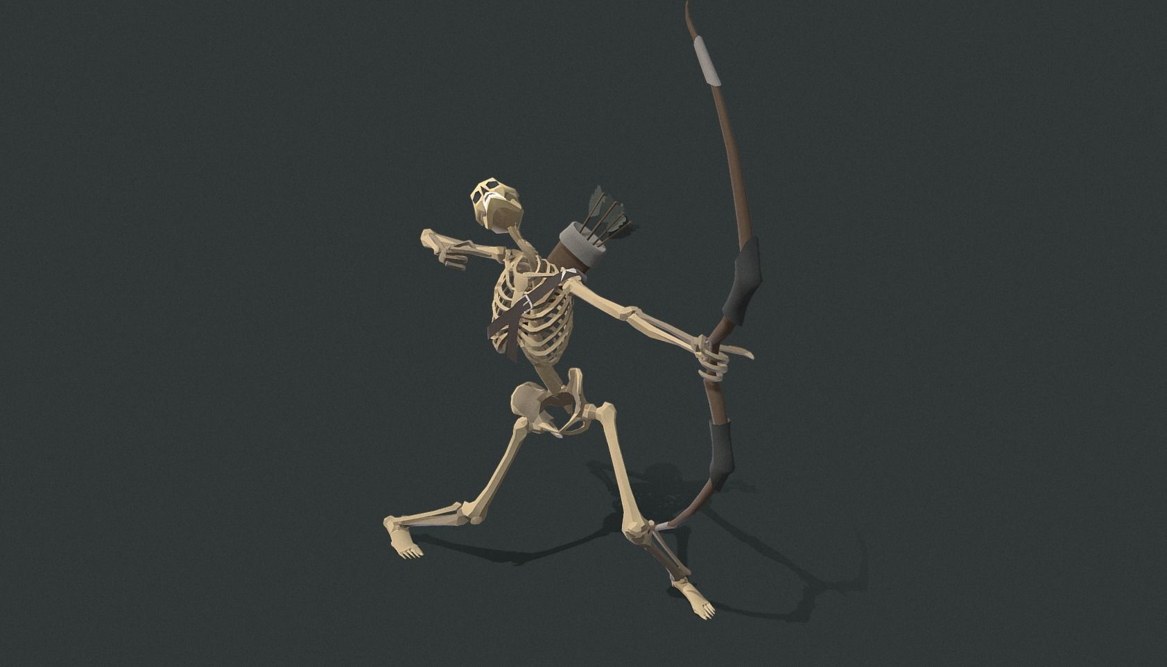 Polygon Art RPG - Skeleton Bow Low-poly 3D model_2