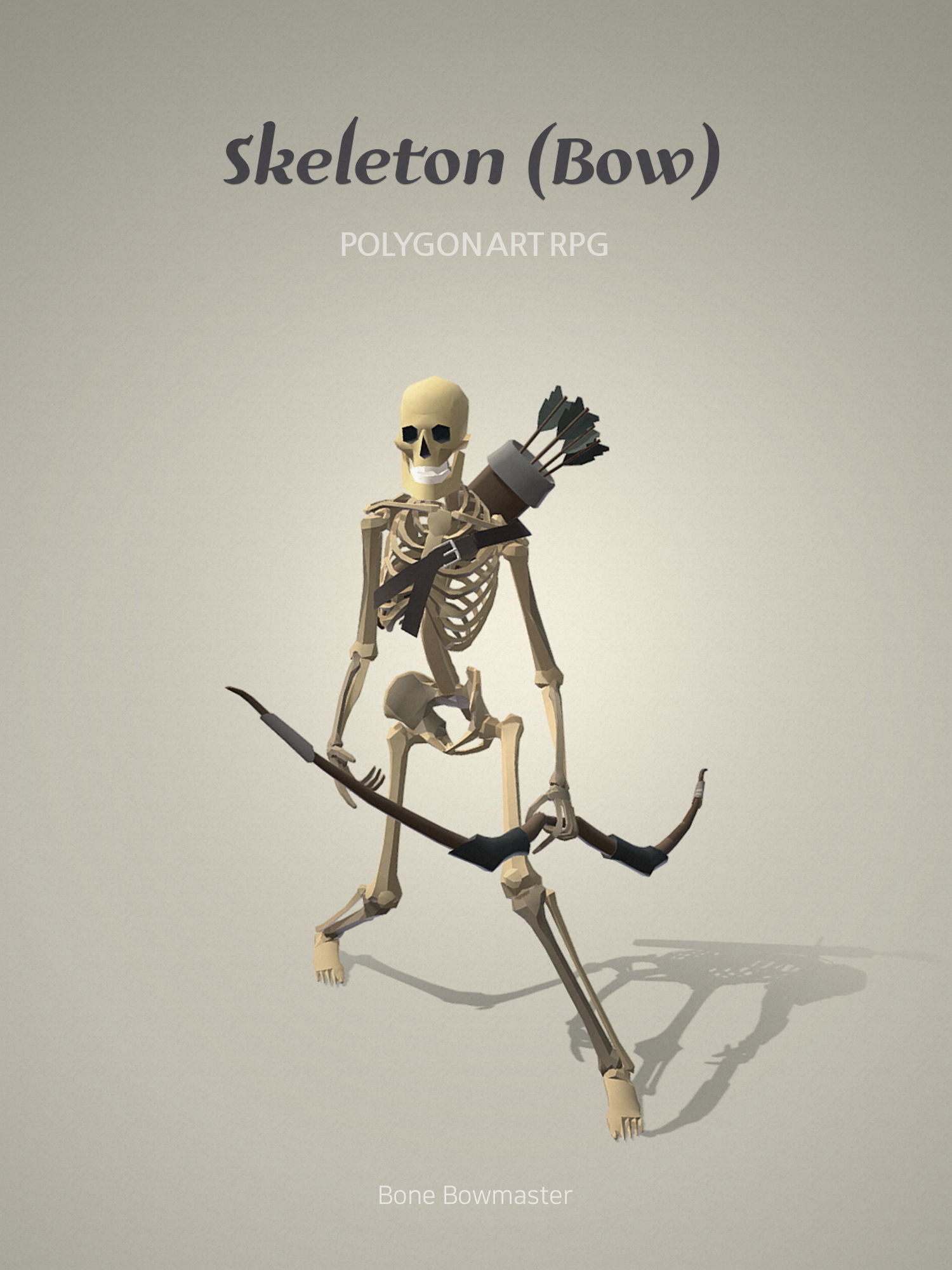 Polygon Art RPG - Skeleton Bow Low-poly 3D model_1
