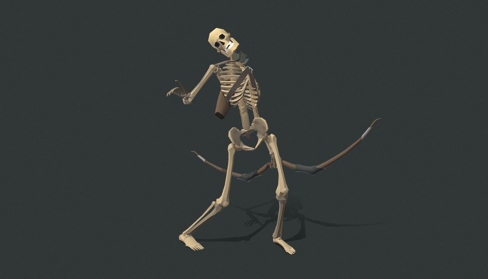 Polygon Art RPG - Skeleton Bow Low-poly 3D model_8