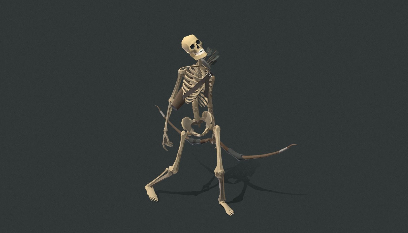 Polygon Art RPG - Skeleton Bow Low-poly 3D model_3