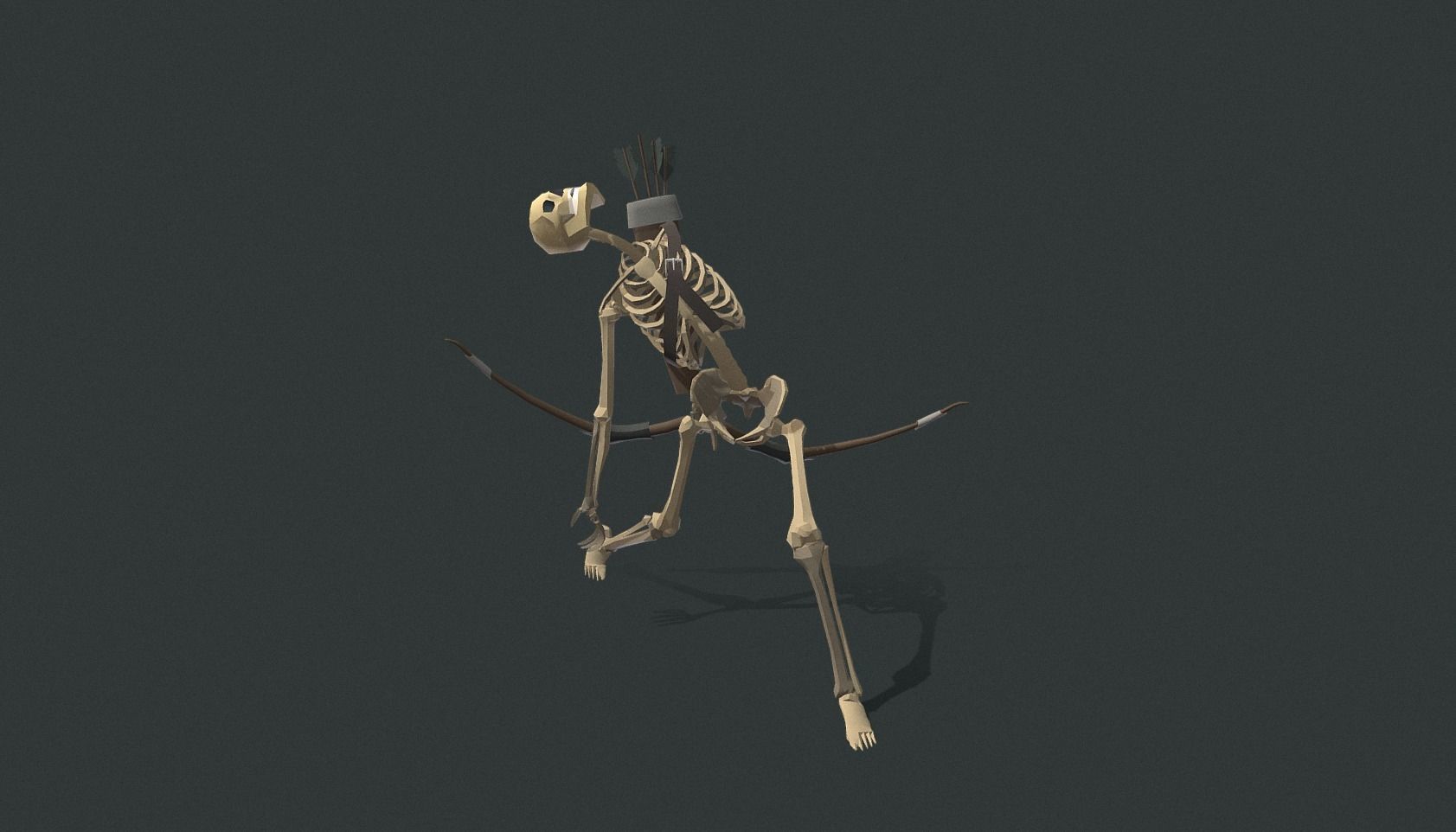 Polygon Art RPG - Skeleton Bow Low-poly 3D model_5