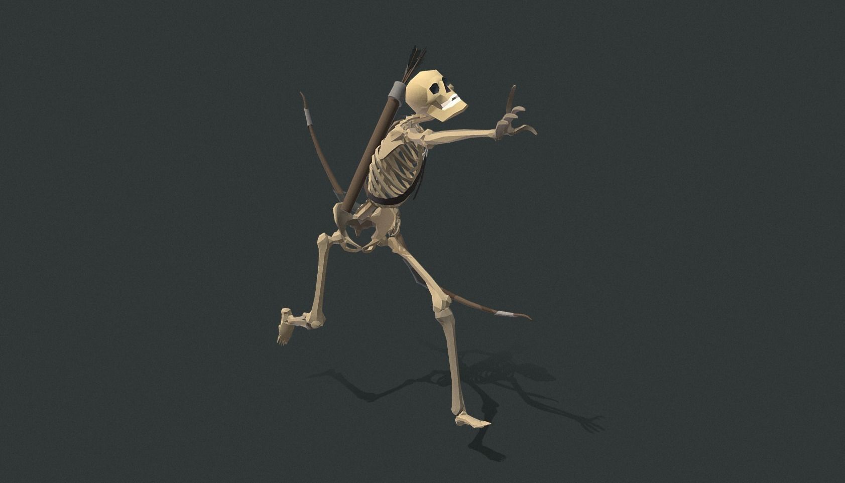 Polygon Art RPG - Skeleton Bow Low-poly 3D model_9