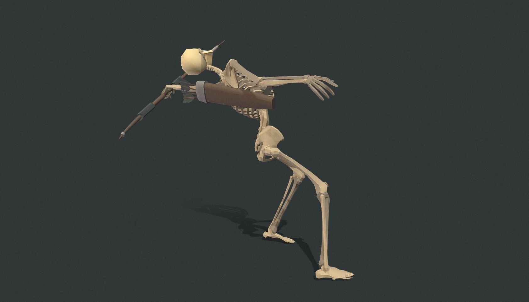 Polygon Art RPG - Skeleton Bow Low-poly 3D model_7