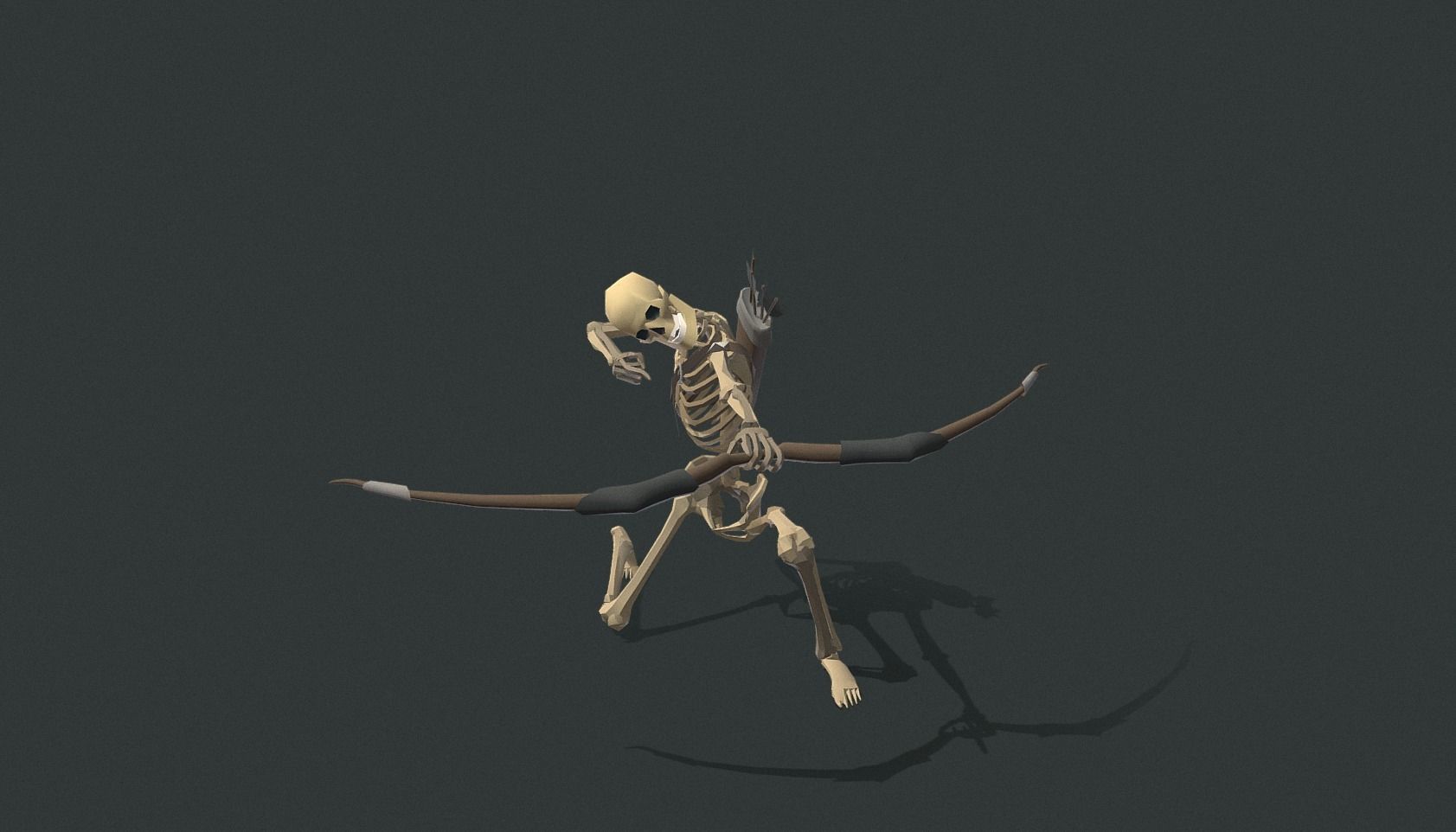 Polygon Art RPG - Skeleton Bow Low-poly 3D model_4