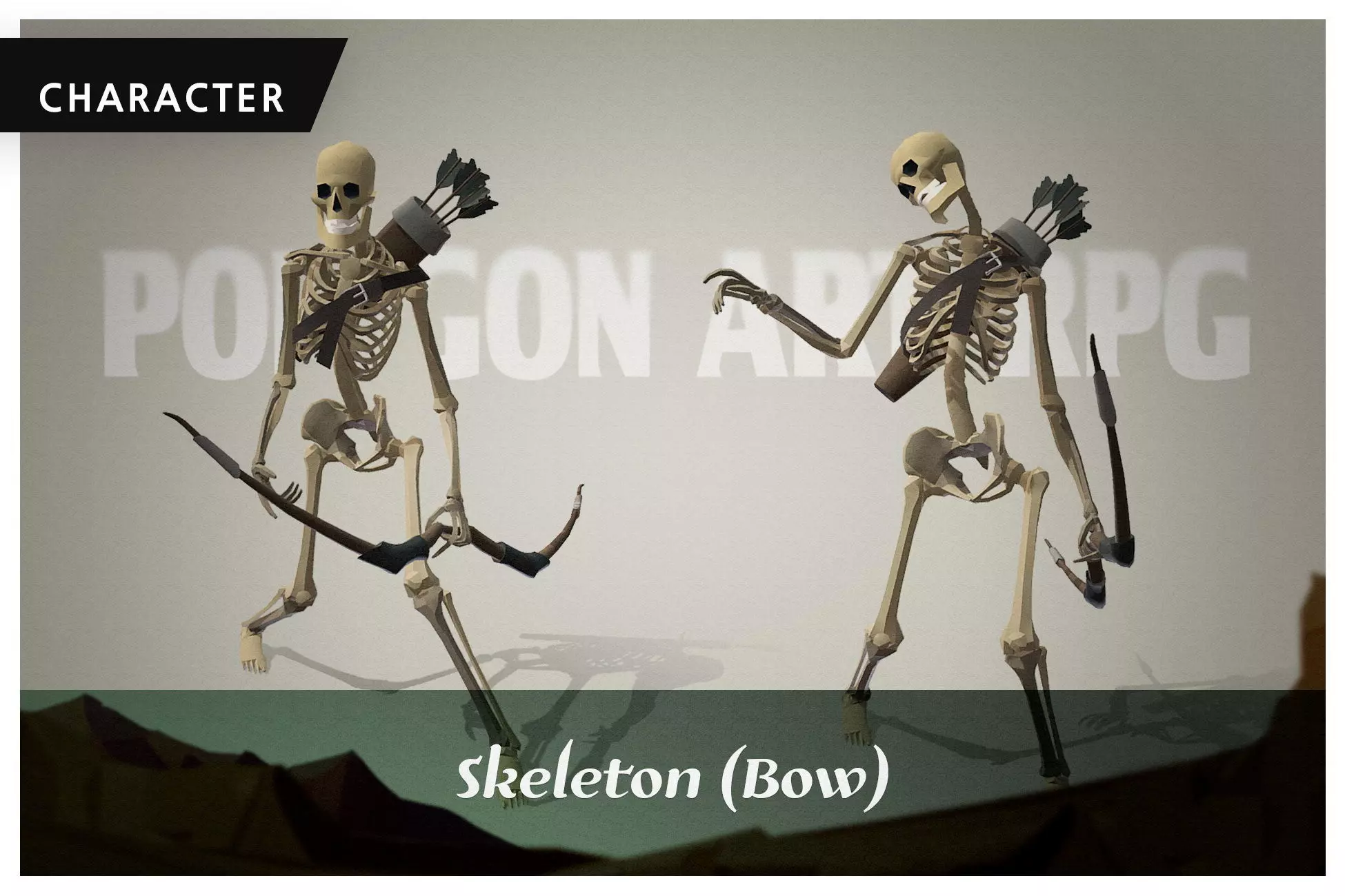 Polygon Art RPG - Skeleton Bow Low-poly 3D model_0