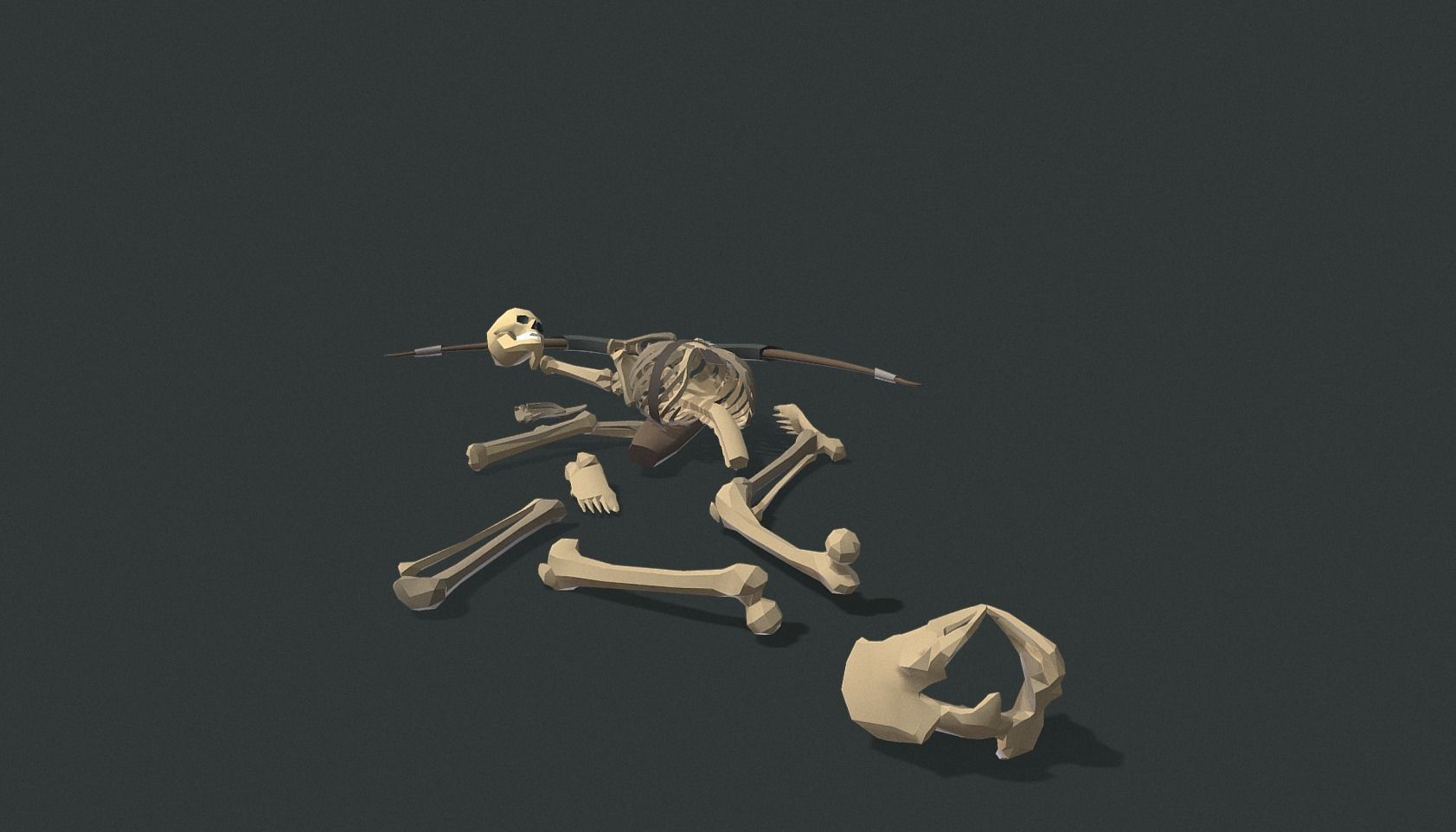 Polygon Art RPG - Skeleton Bow Low-poly 3D model_6