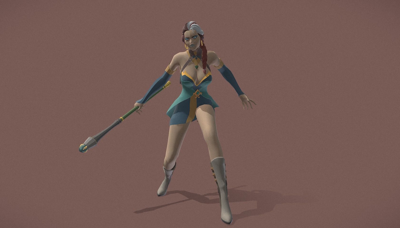 Polygon Art RPG - Ellara Flamewatch Low-poly 3D model_4