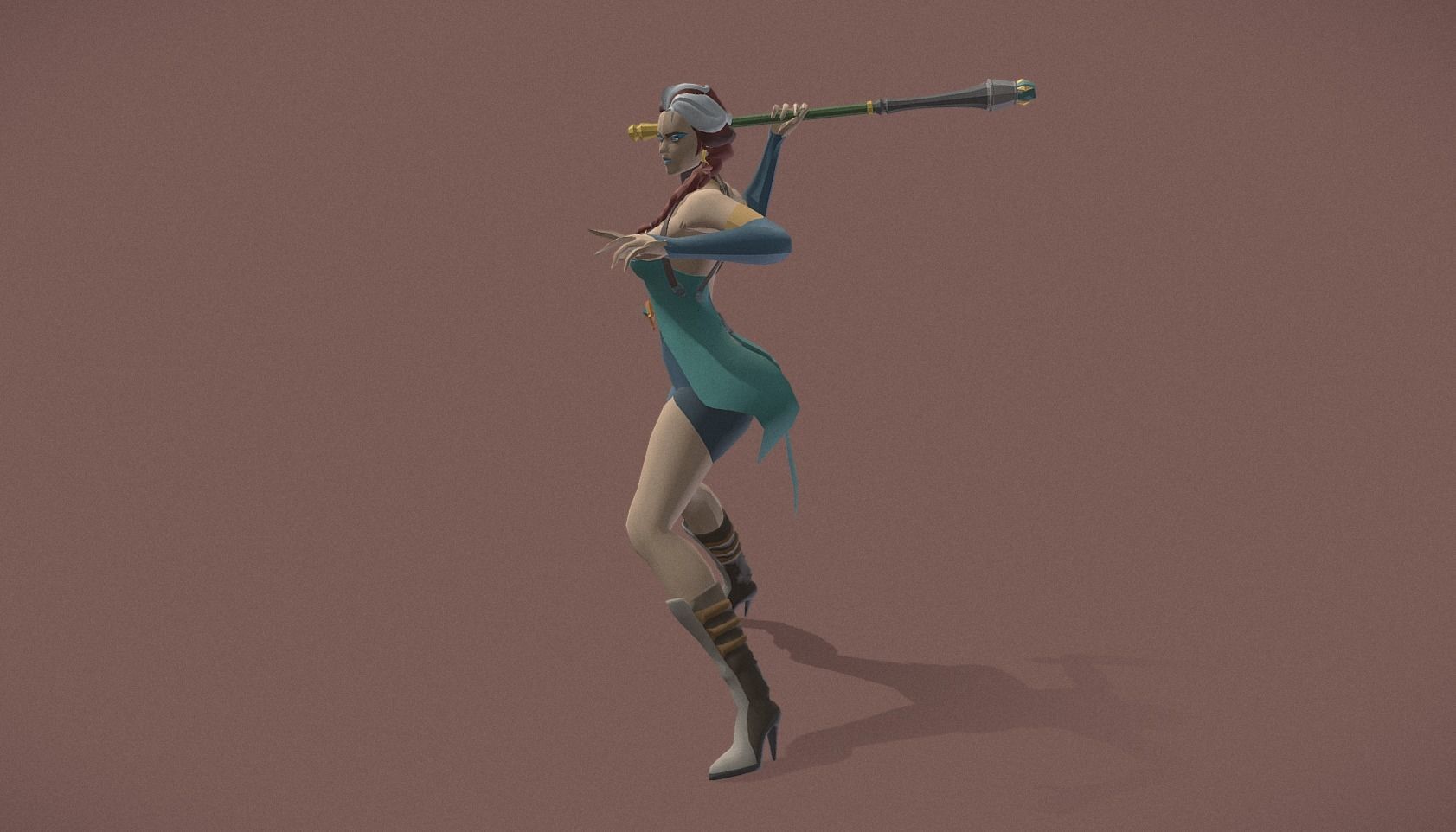 Polygon Art RPG - Ellara Flamewatch Low-poly 3D model_3
