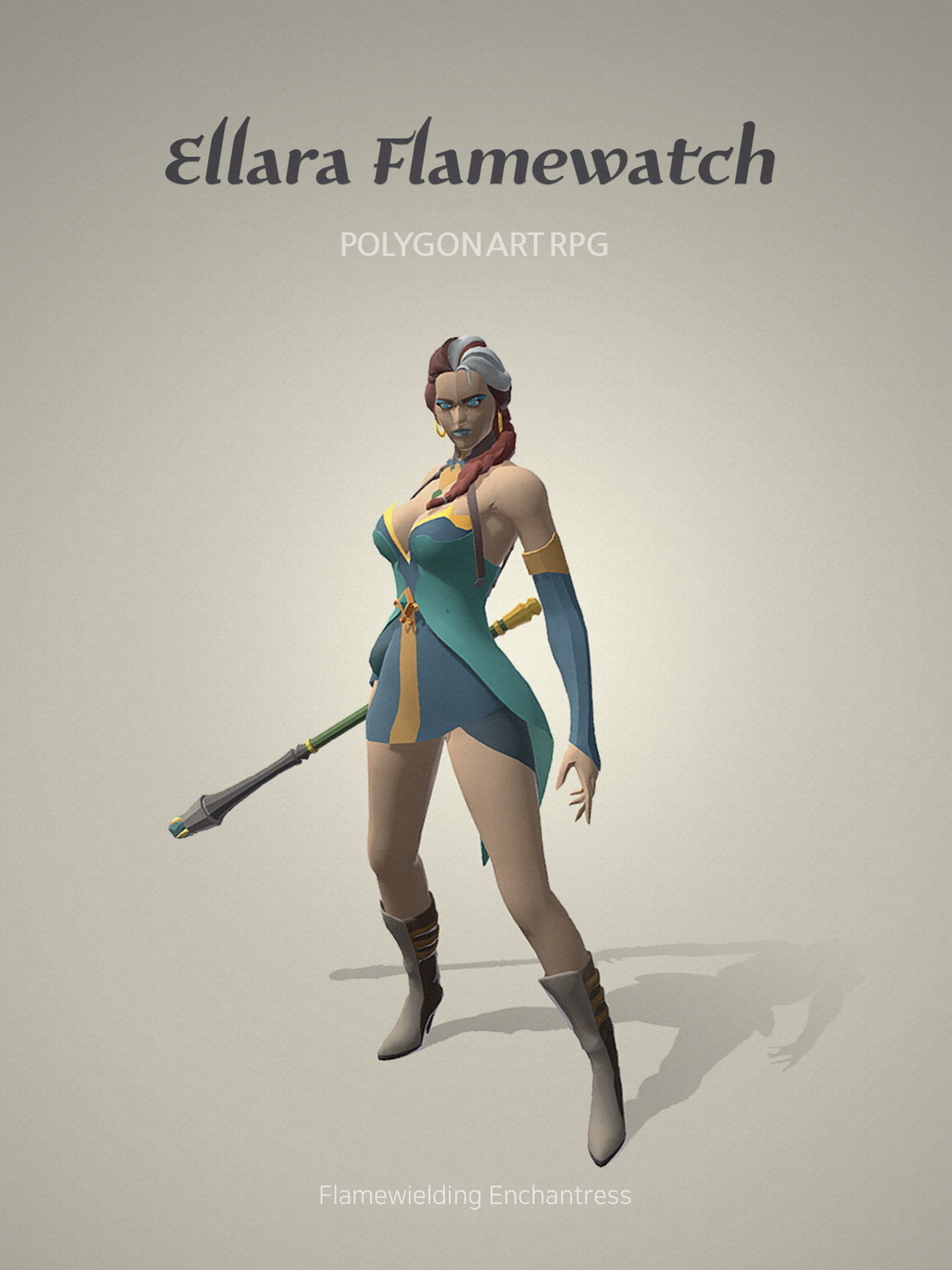 Polygon Art RPG - Ellara Flamewatch Low-poly 3D model_1