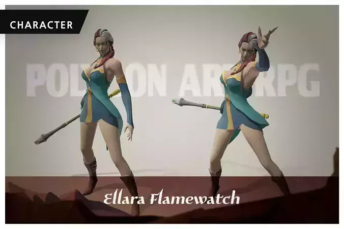 Polygon Art RPG - Ellara Flamewatch Low-poly 3D model