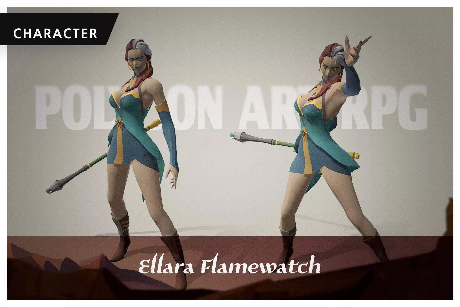 Polygon Art RPG - Ellara Flamewatch Low-poly 3D model_0