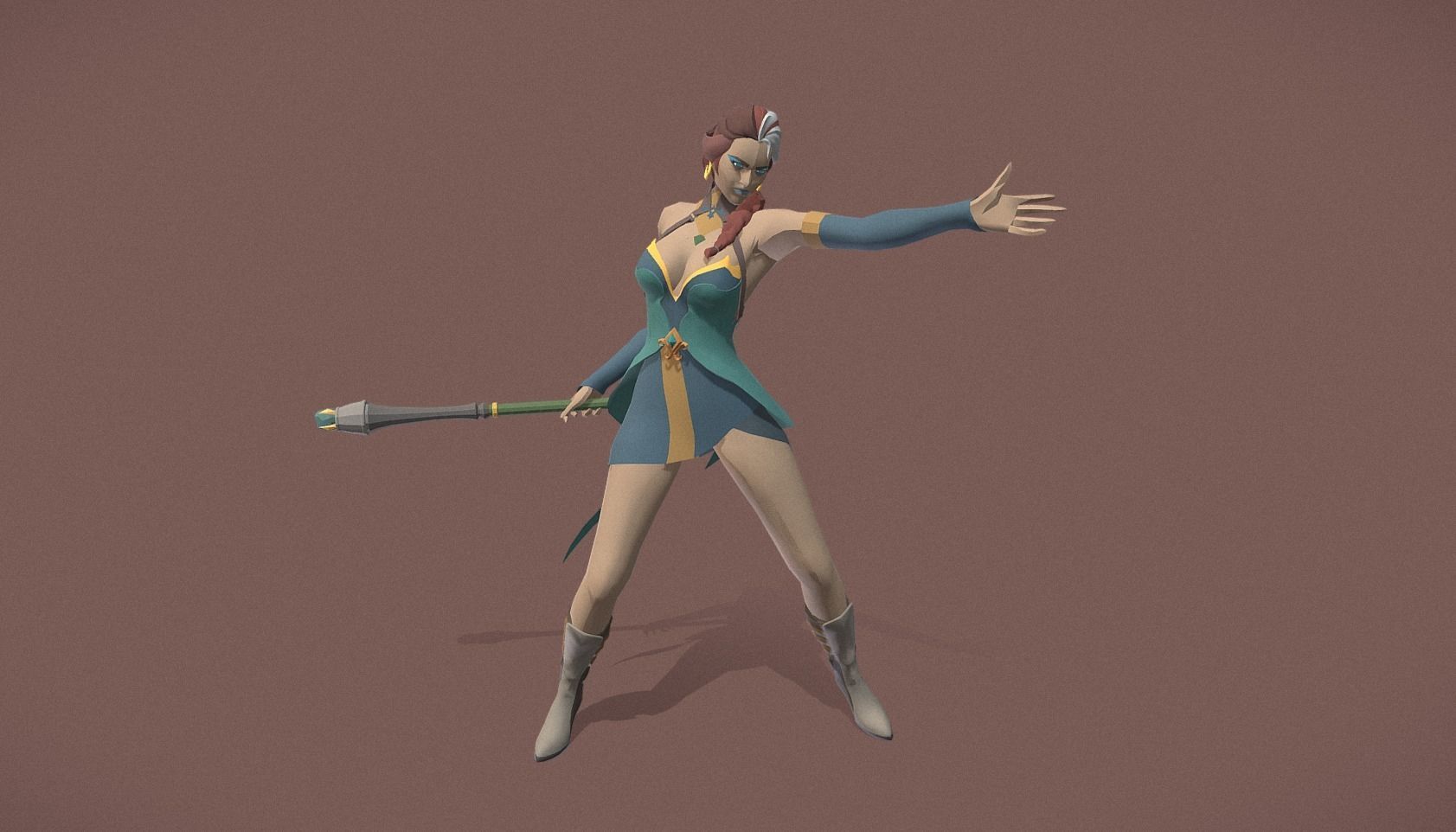 Polygon Art RPG - Ellara Flamewatch Low-poly 3D model_5