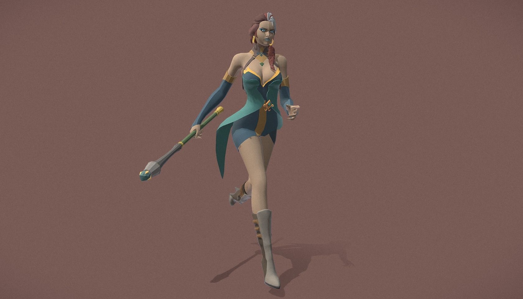 Polygon Art RPG - Ellara Flamewatch Low-poly 3D model_6