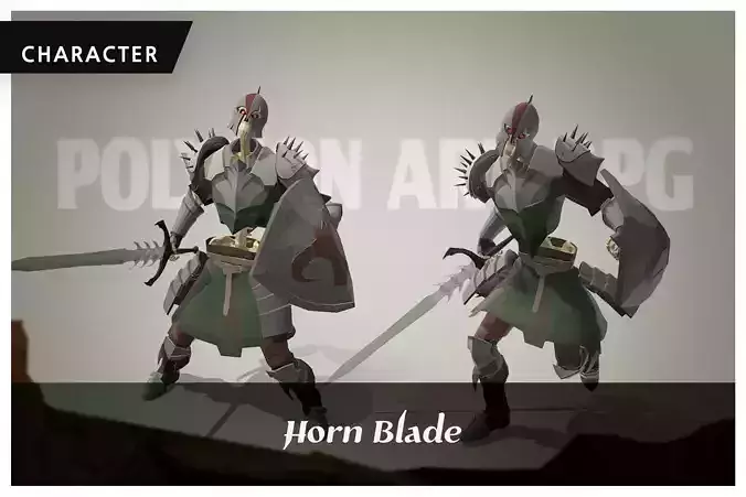 Polygon Art RPG - Hornblade Low-poly 3D model