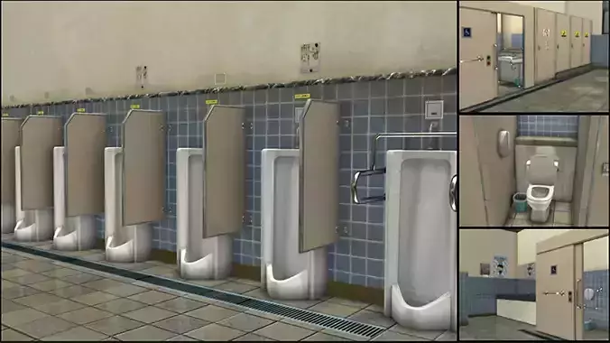 Japanese public toilet Unity Ready Low-poly 3D model