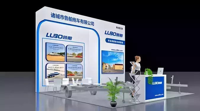 Booth Exhibition Stand Stall 6x6m Height 440cm 3Open 3D model