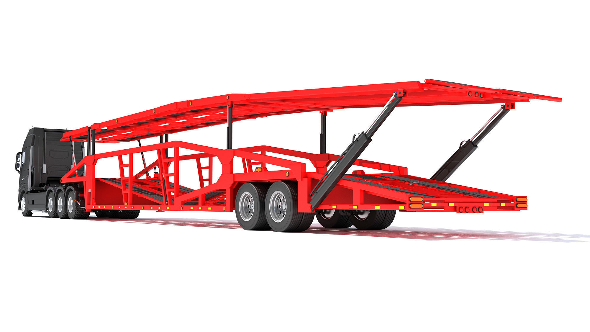 Car Hauler Trailer Semi Truck  3D model_3