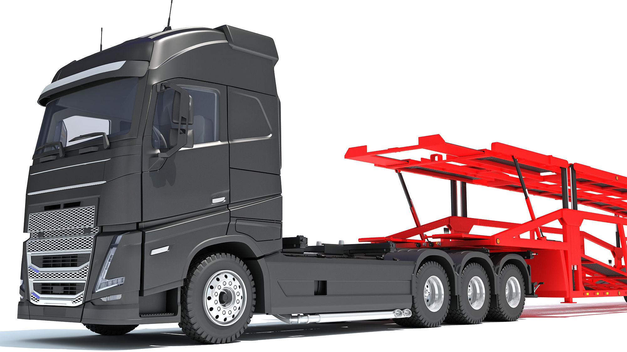 Car Hauler Trailer Semi Truck  3D model_12