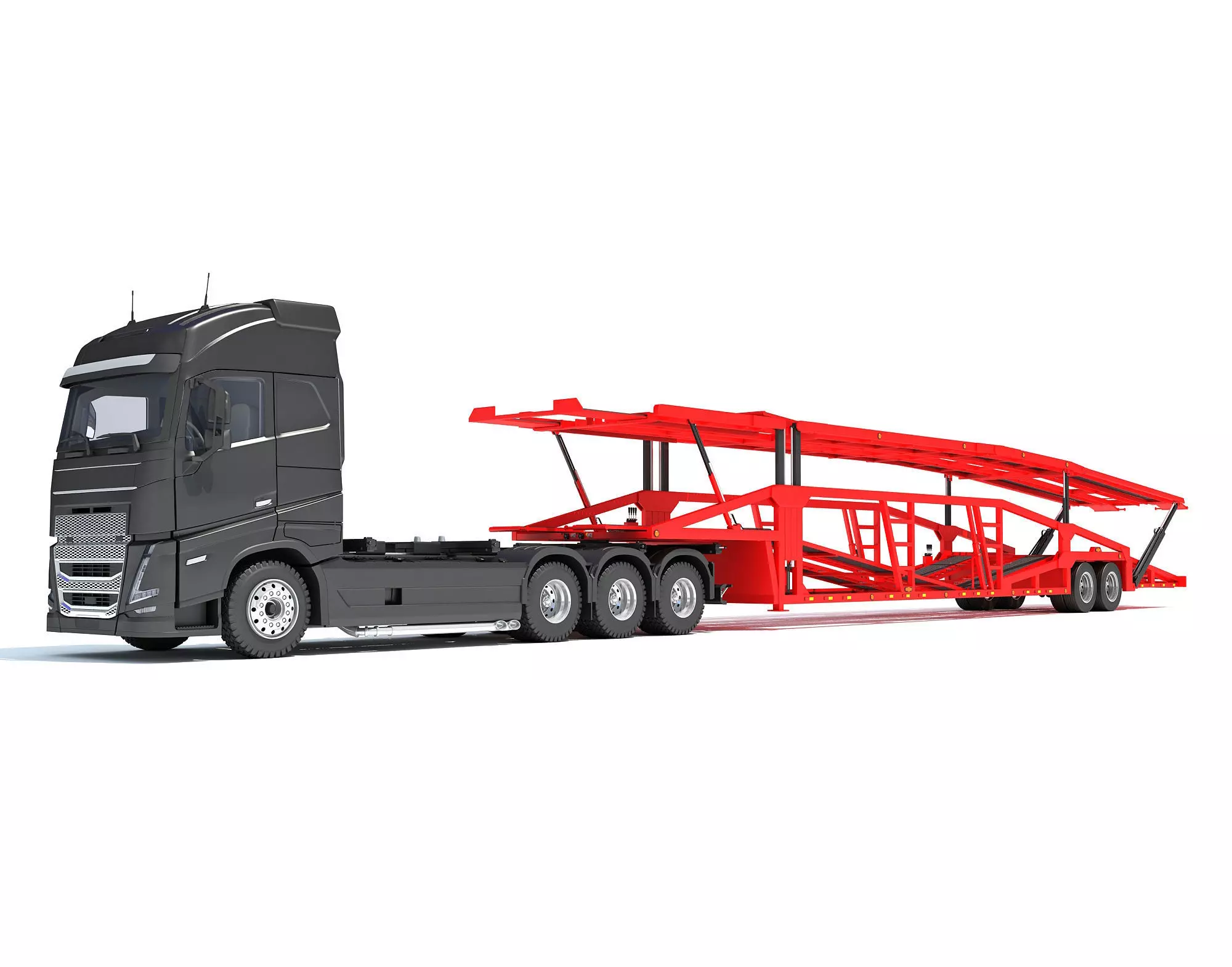 Car Hauler Trailer Semi Truck  3D model_0