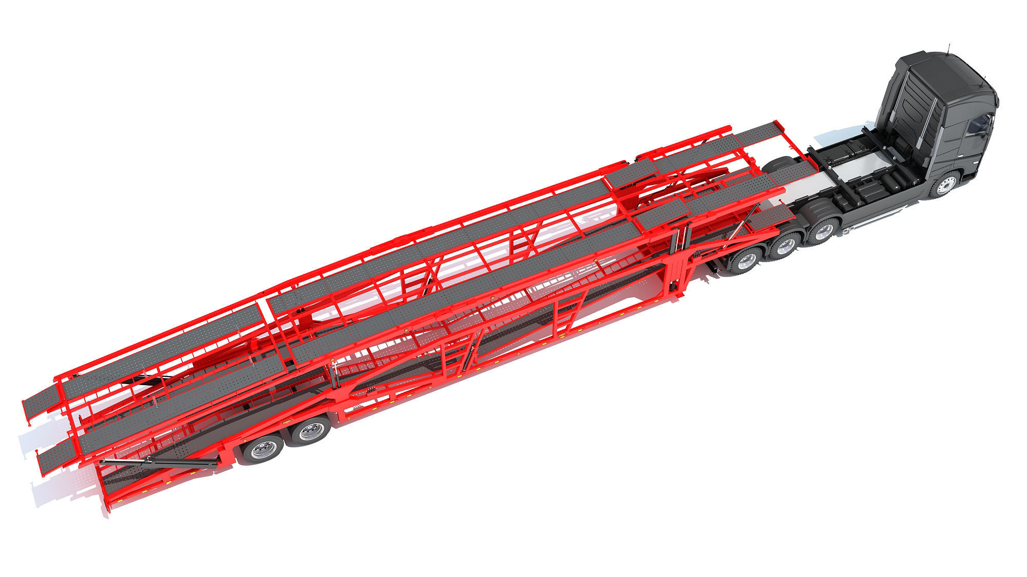 Car Hauler Trailer Semi Truck  3D model_6
