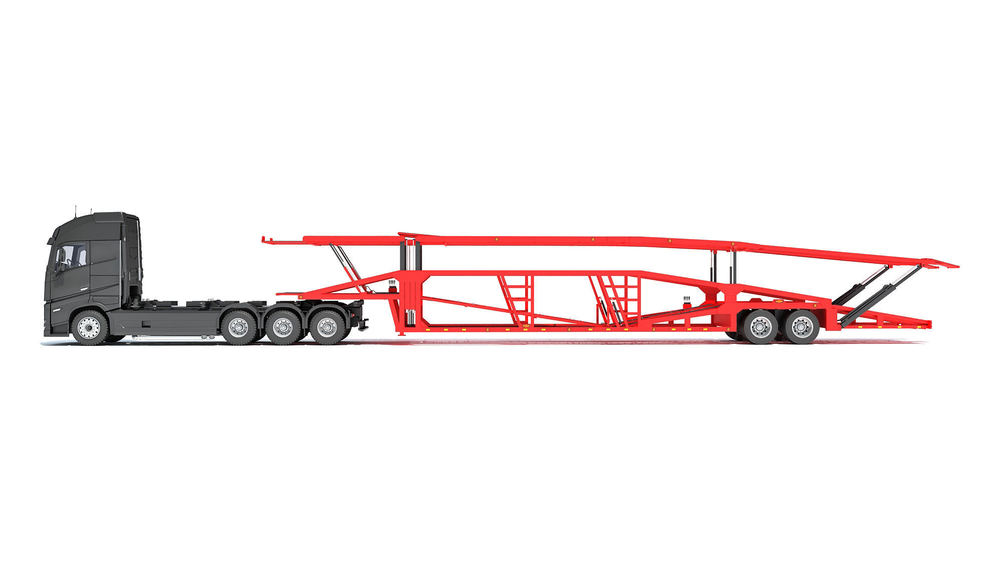 Car Hauler Trailer Semi Truck  3D model_1