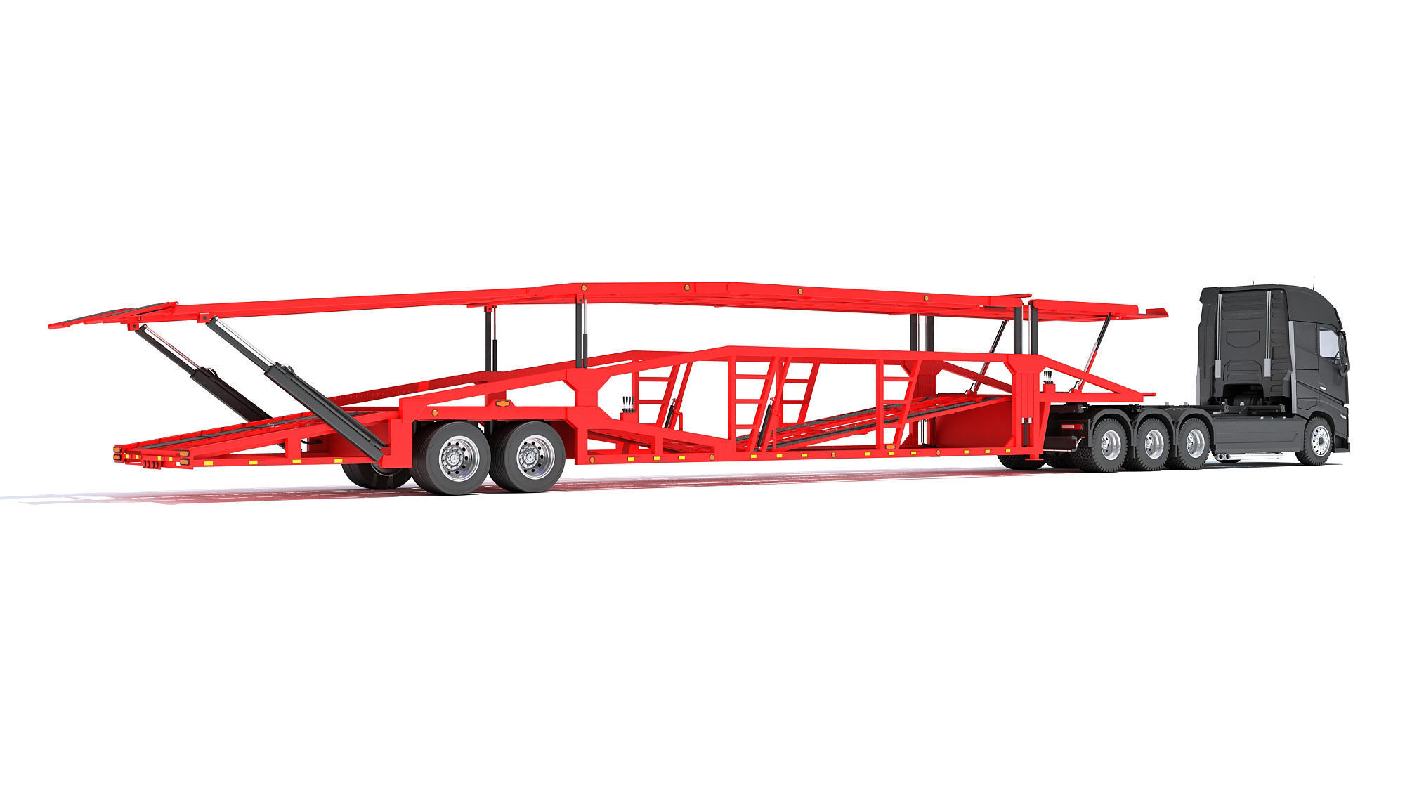 Car Hauler Trailer Semi Truck  3D model_4
