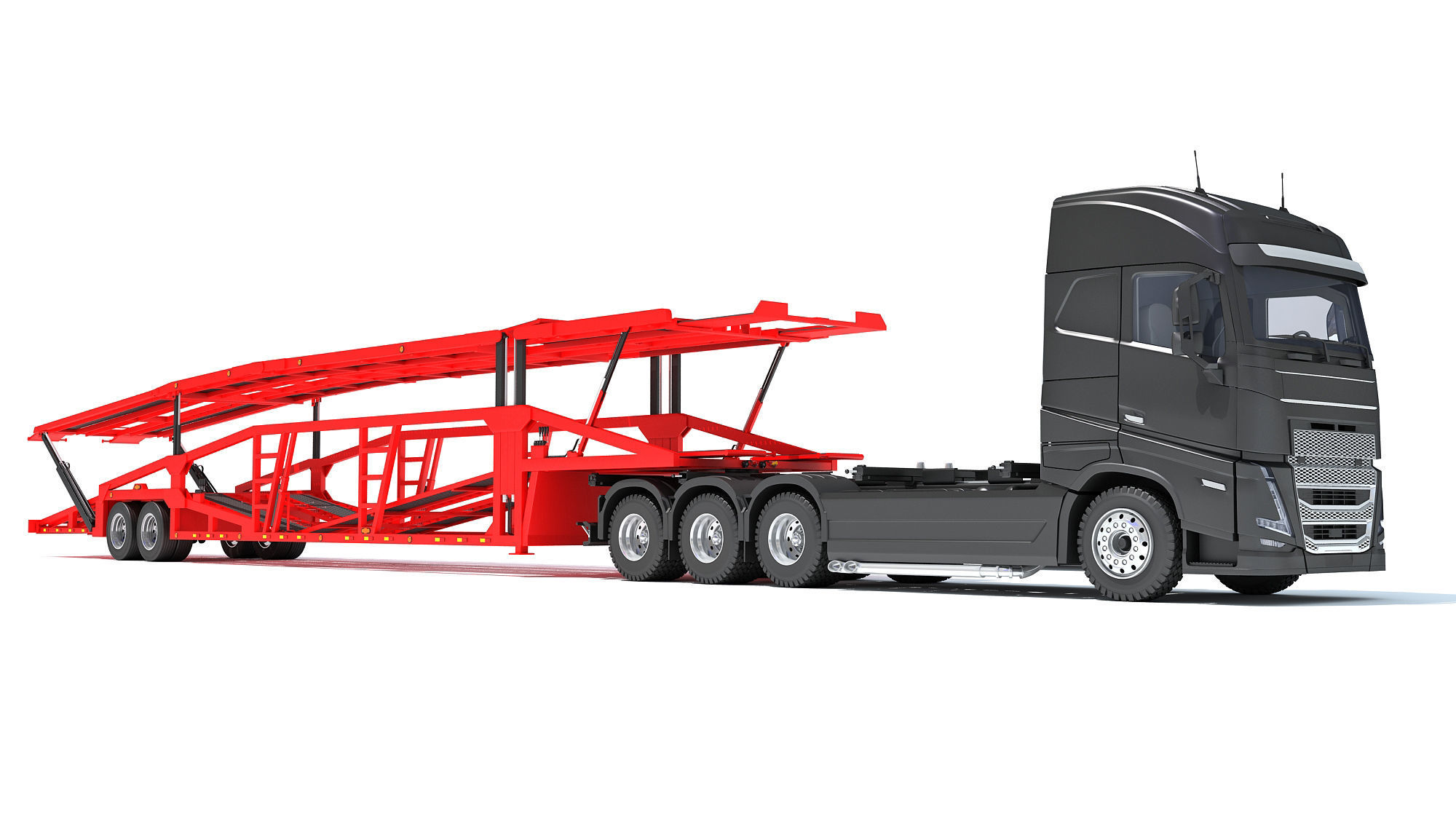 Car Hauler Trailer Semi Truck  3D model_8