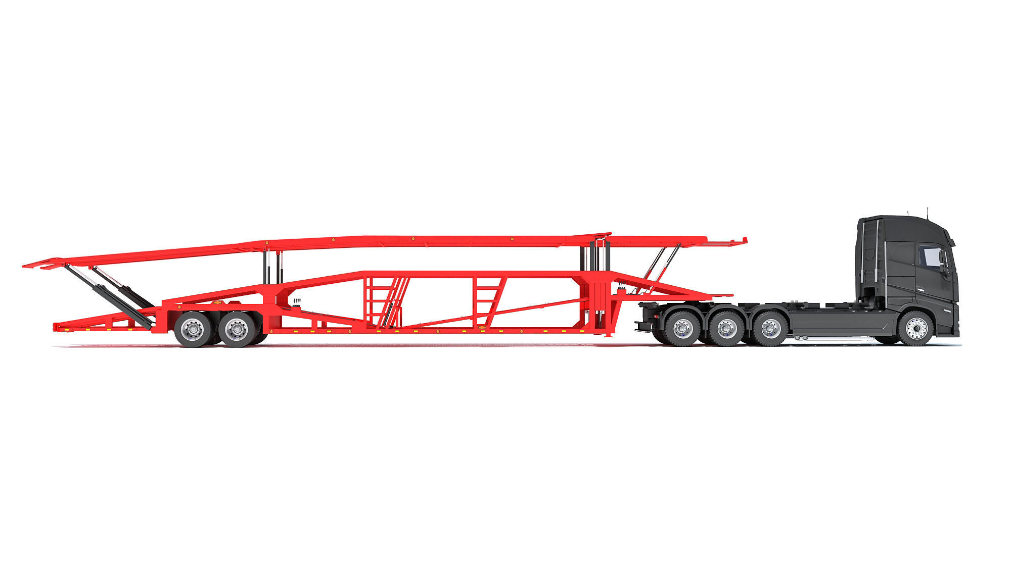 Car Hauler Trailer Semi Truck  3D model_5