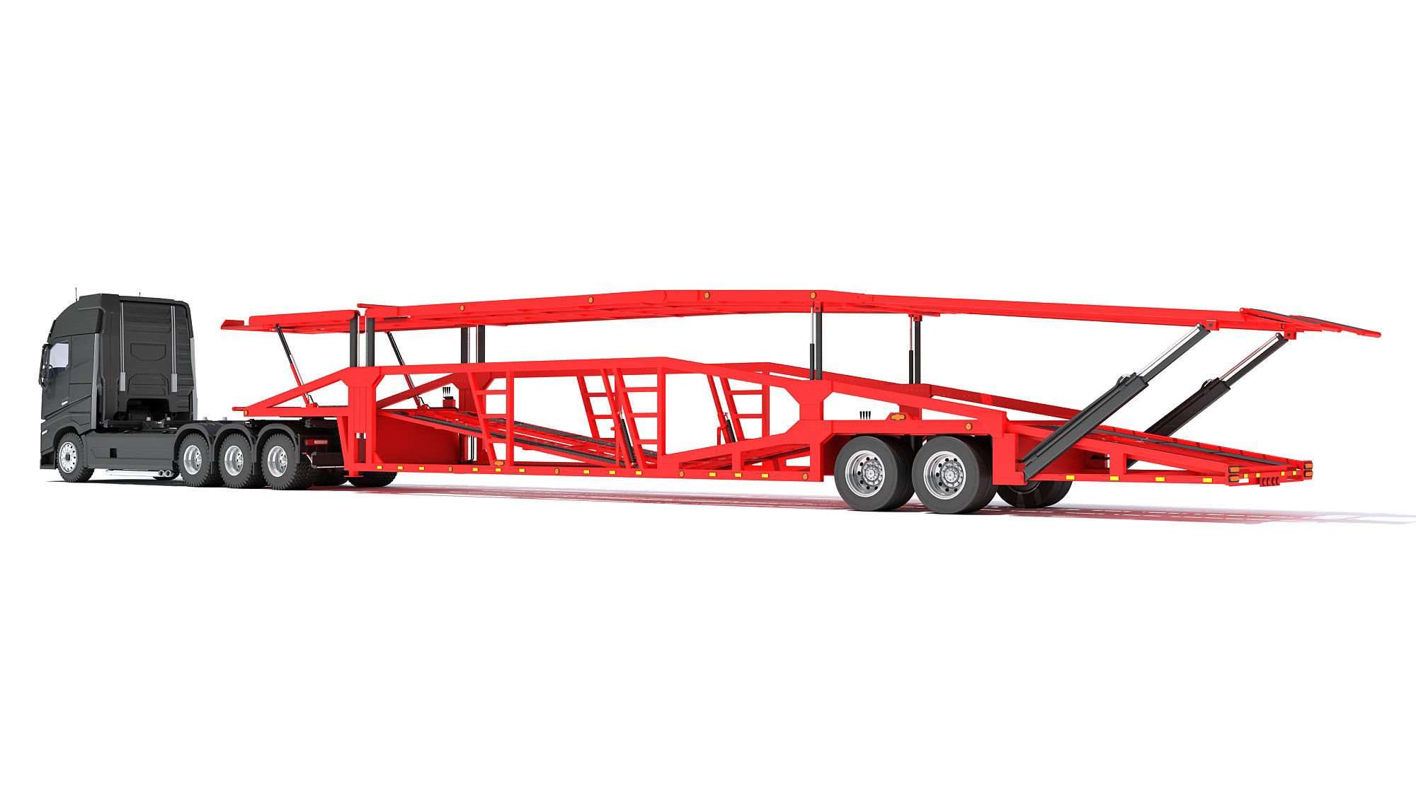 Car Hauler Trailer Semi Truck  3D model_2