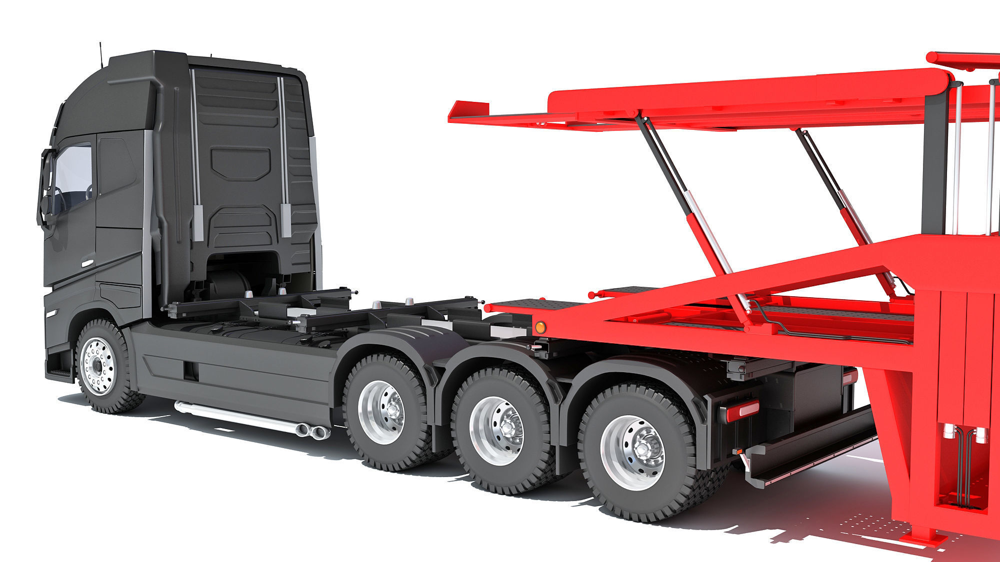 Car Hauler Trailer Semi Truck  3D model_13