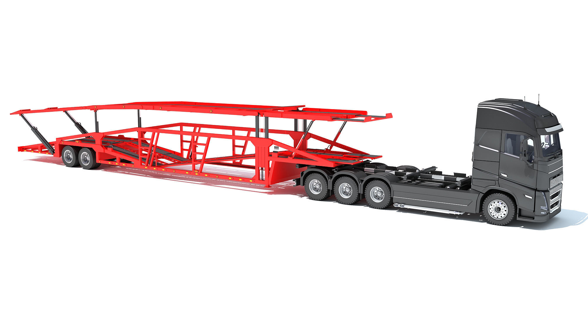 Car Hauler Trailer Semi Truck  3D model_7