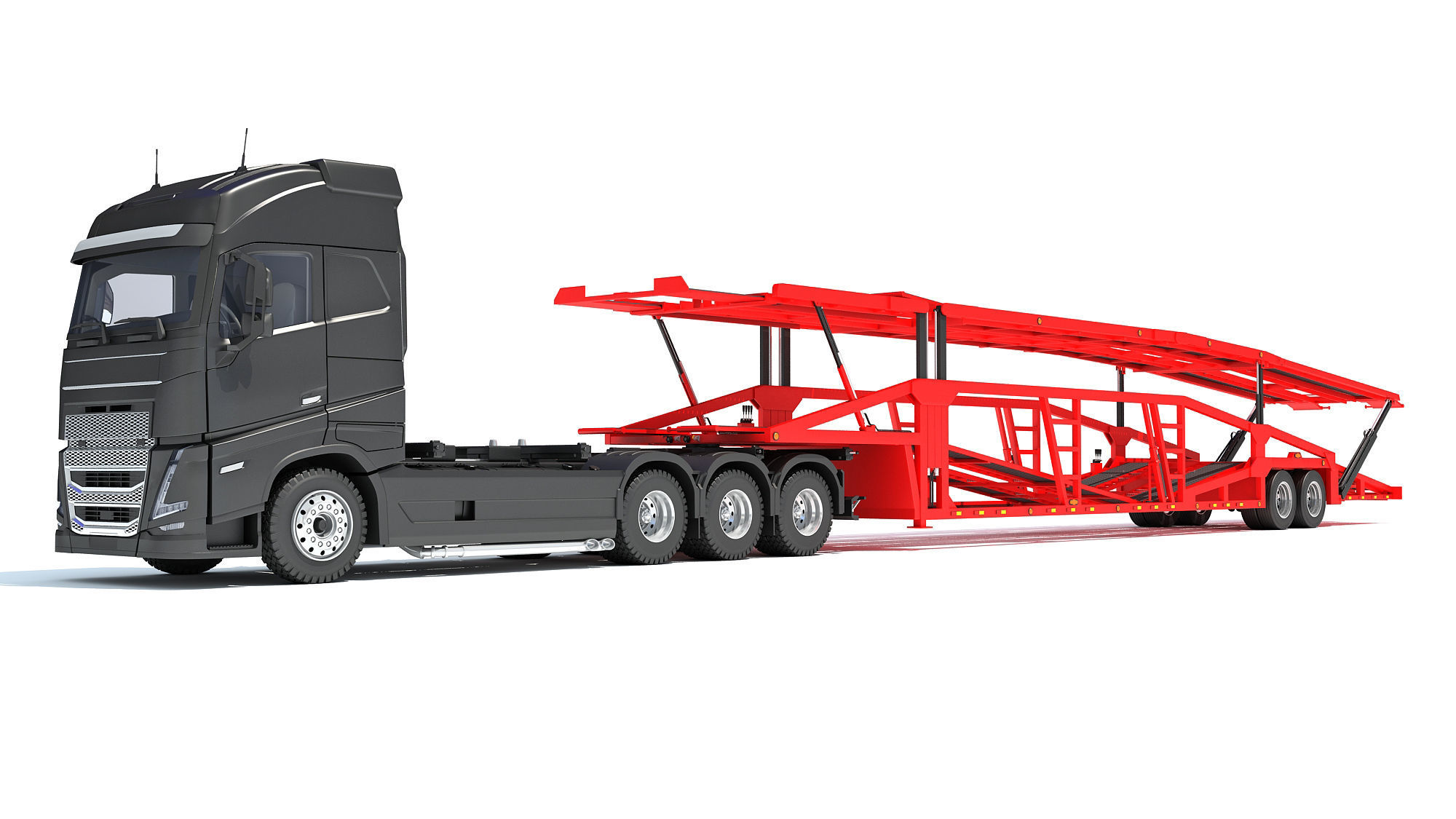 Car Hauler Trailer Semi Truck  3D model_10