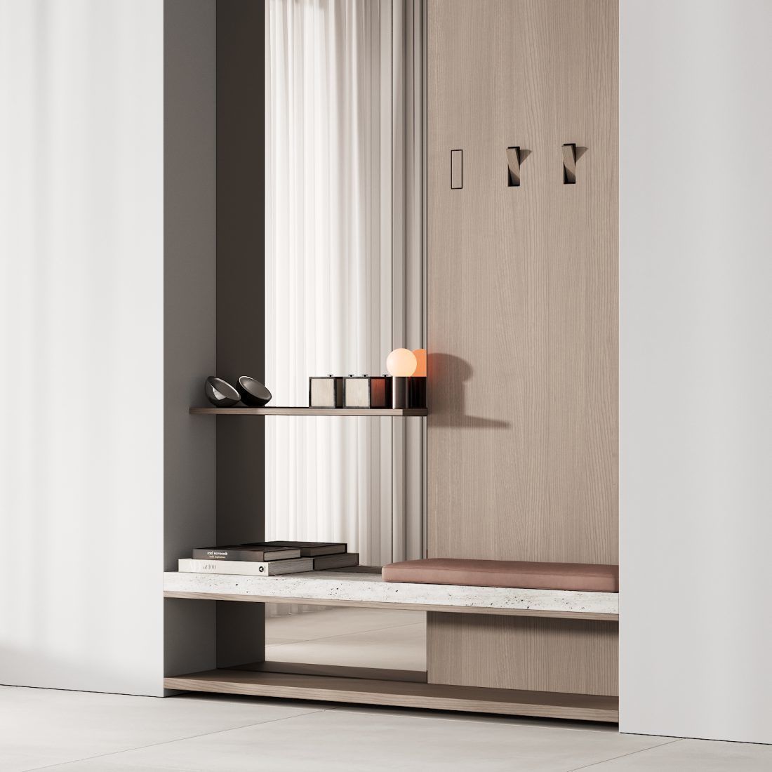  hallway zone 01 minimal wood japandi 01 3D model_4