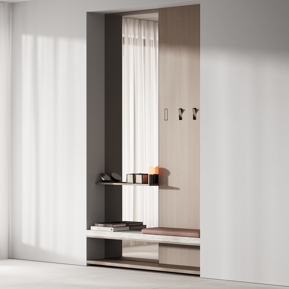  hallway zone 01 minimal wood japandi 01 3D model_2