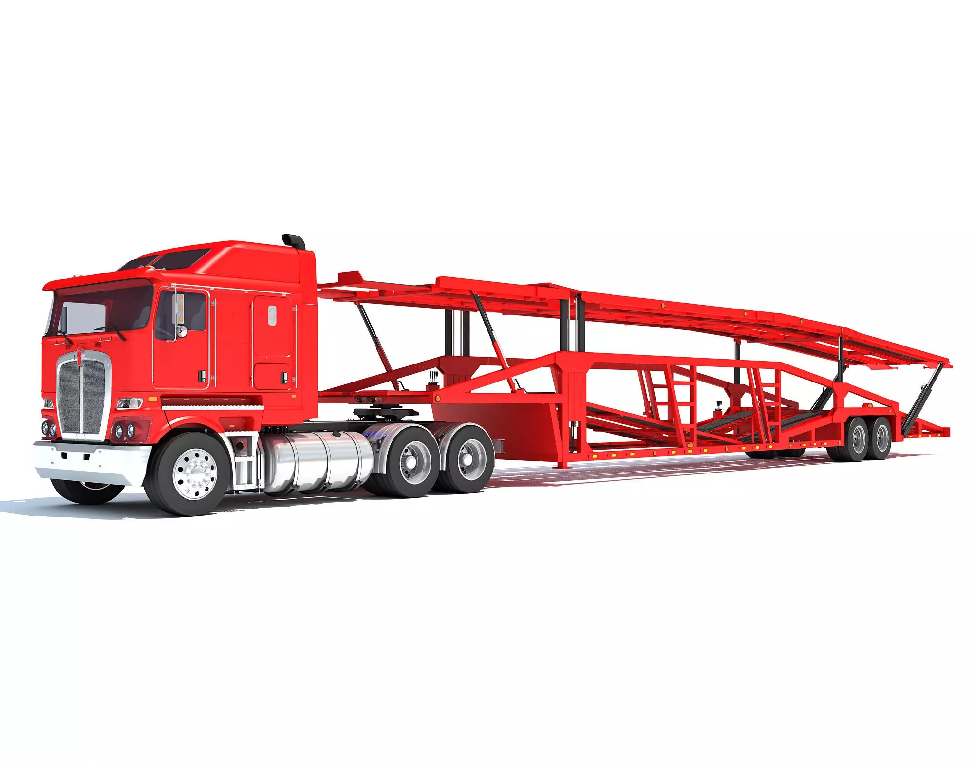Car Carrier Semi Truck Trailer 3D model_0