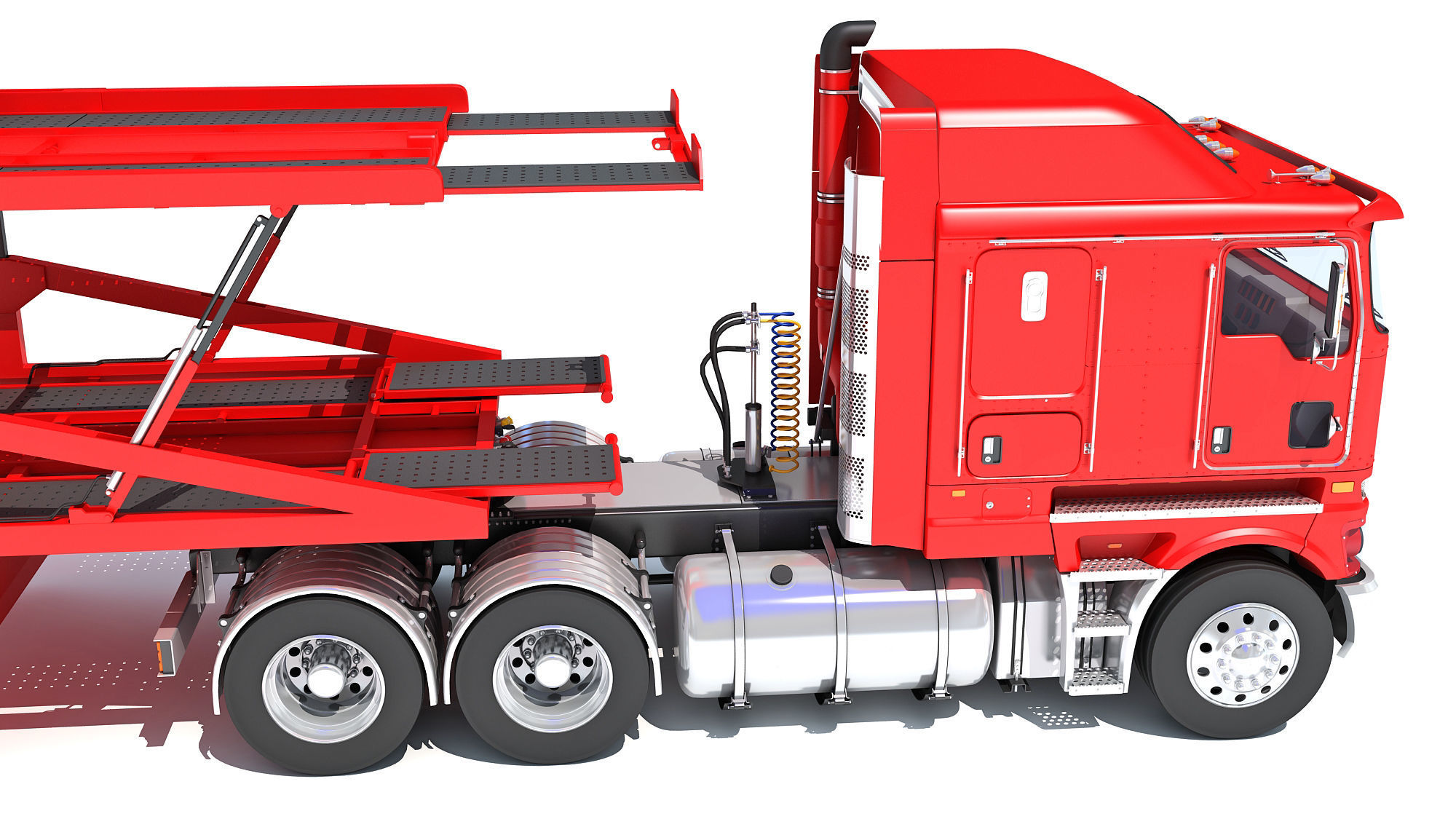 Car Carrier Semi Truck Trailer 3D model_14