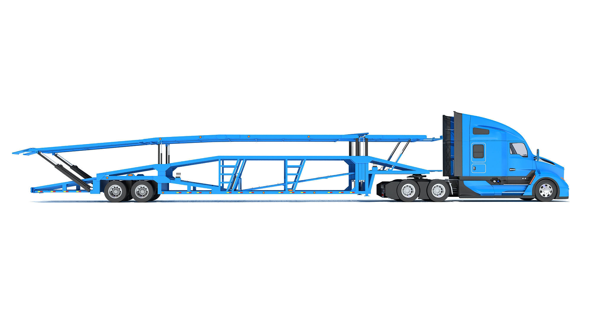 Car Hauler Trailer Semi Truck  3D model_5