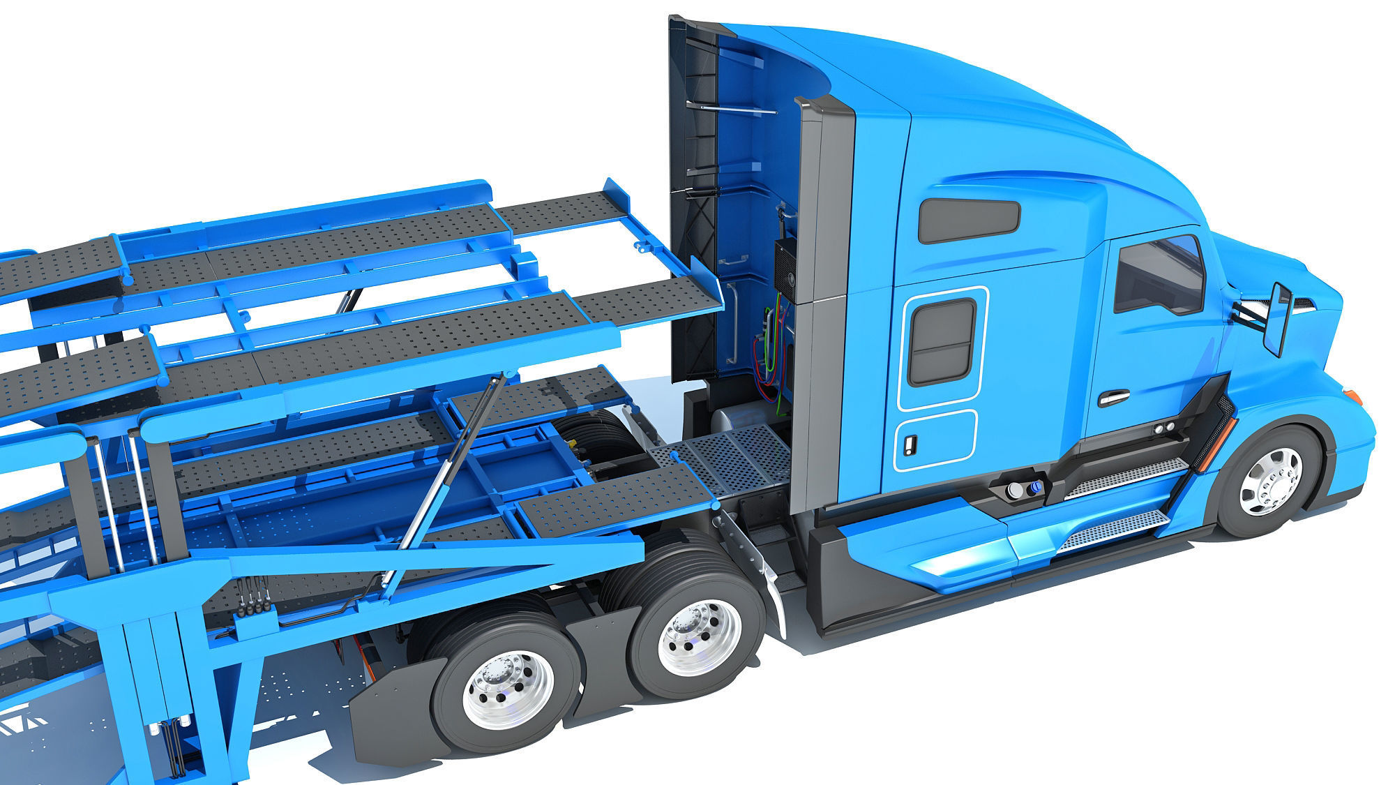 Car Hauler Trailer Semi Truck  3D model_14