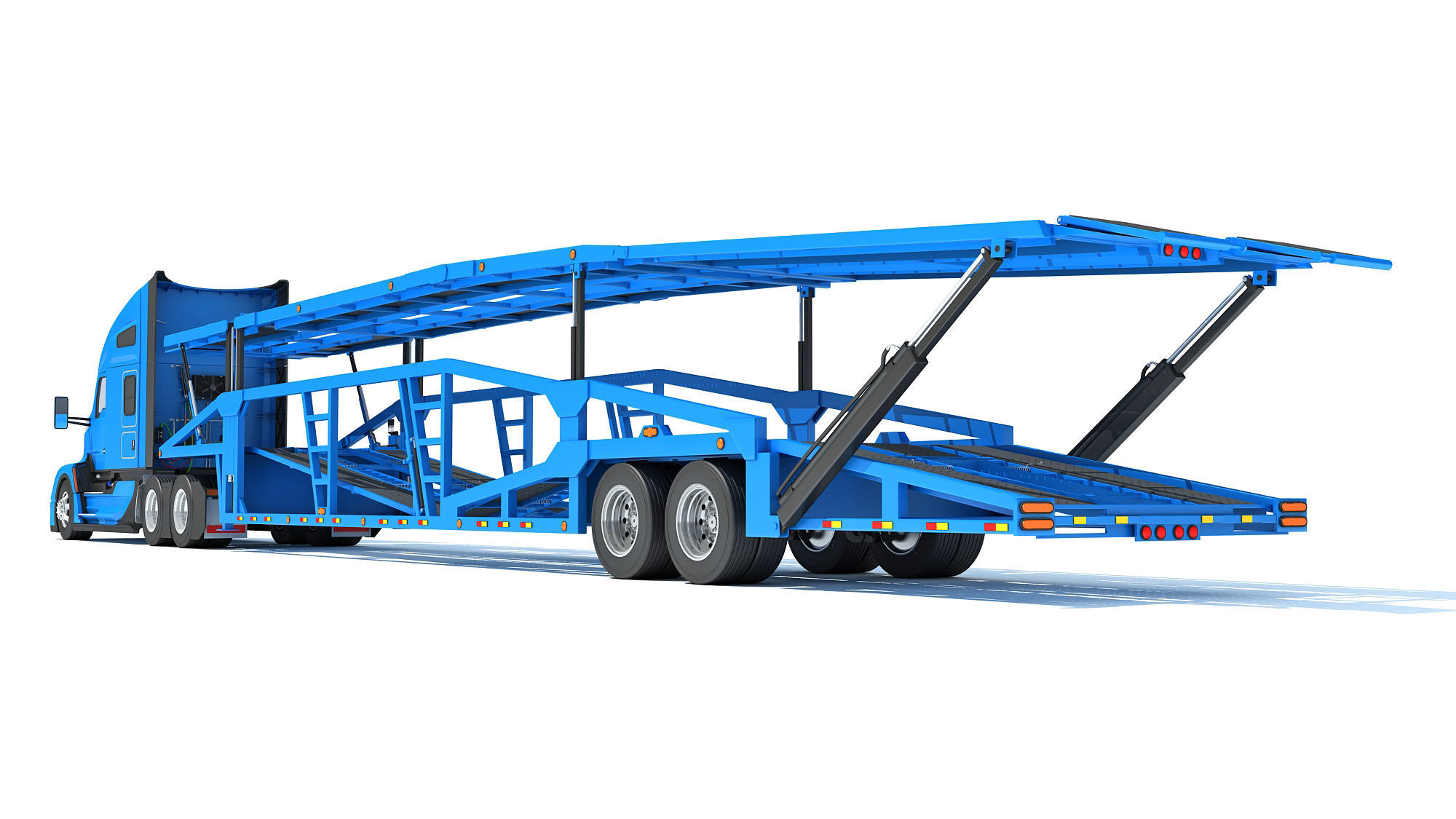 Car Hauler Trailer Semi Truck  3D model_3