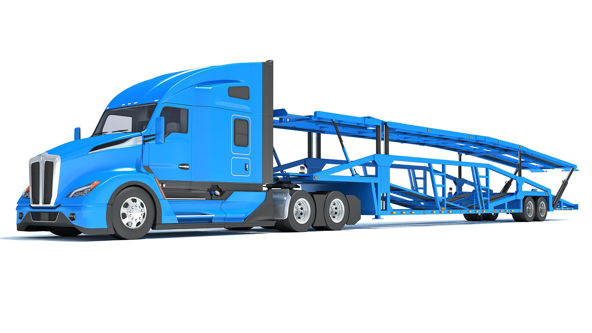 Car Hauler Trailer Semi Truck  3D model_10