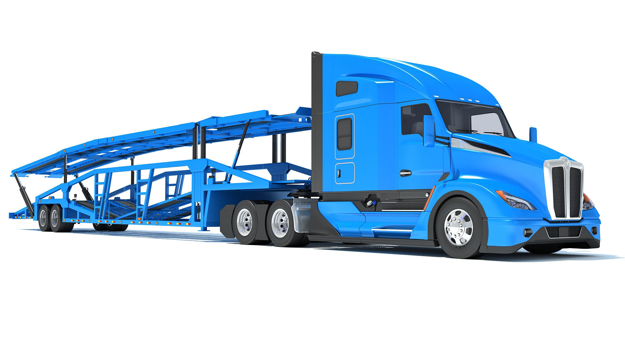 Car Hauler Trailer Semi Truck  3D model_8