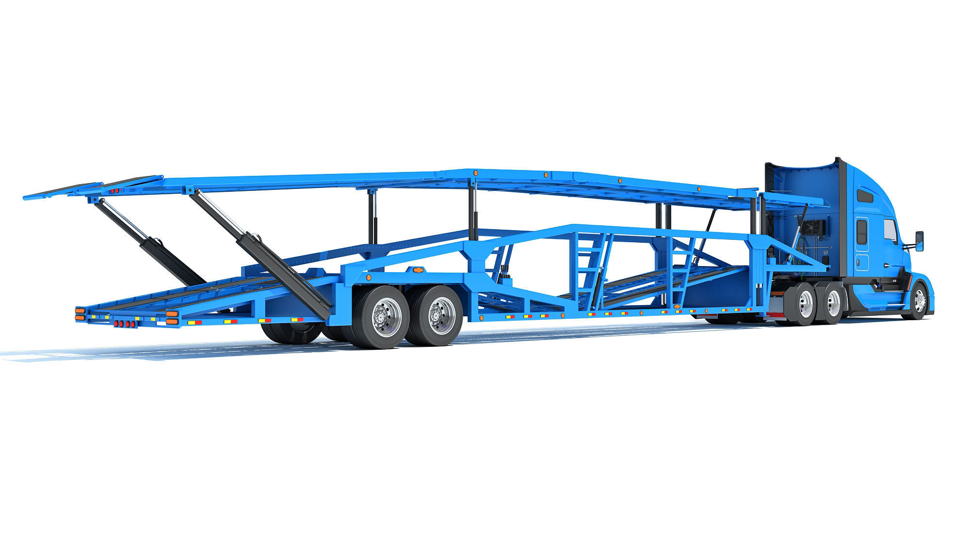 Car Hauler Trailer Semi Truck  3D model_4