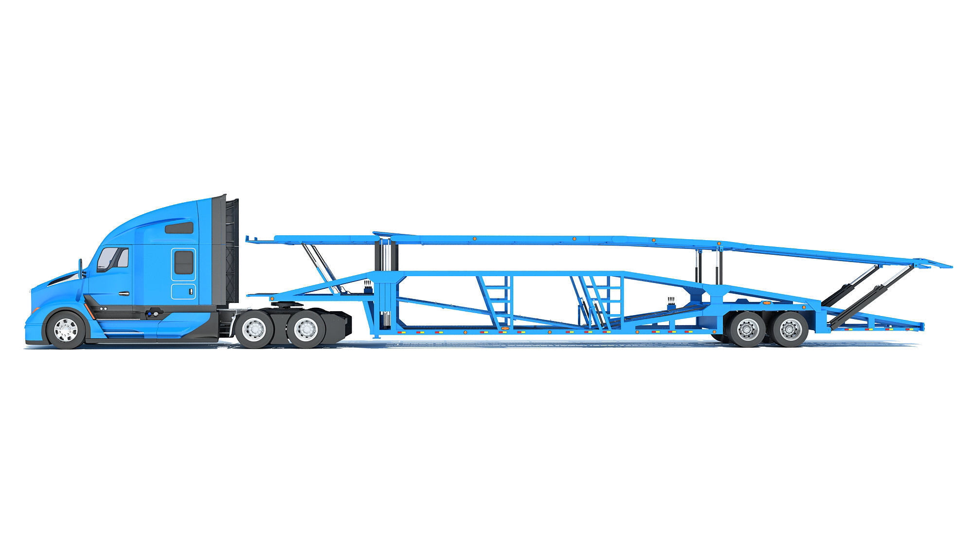 Car Hauler Trailer Semi Truck  3D model_1