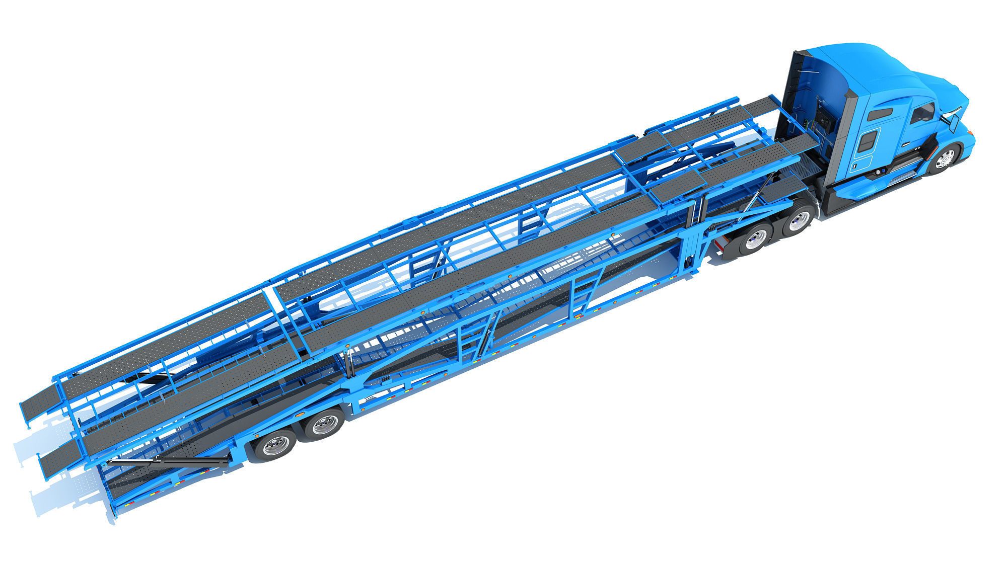 Car Hauler Trailer Semi Truck  3D model_6