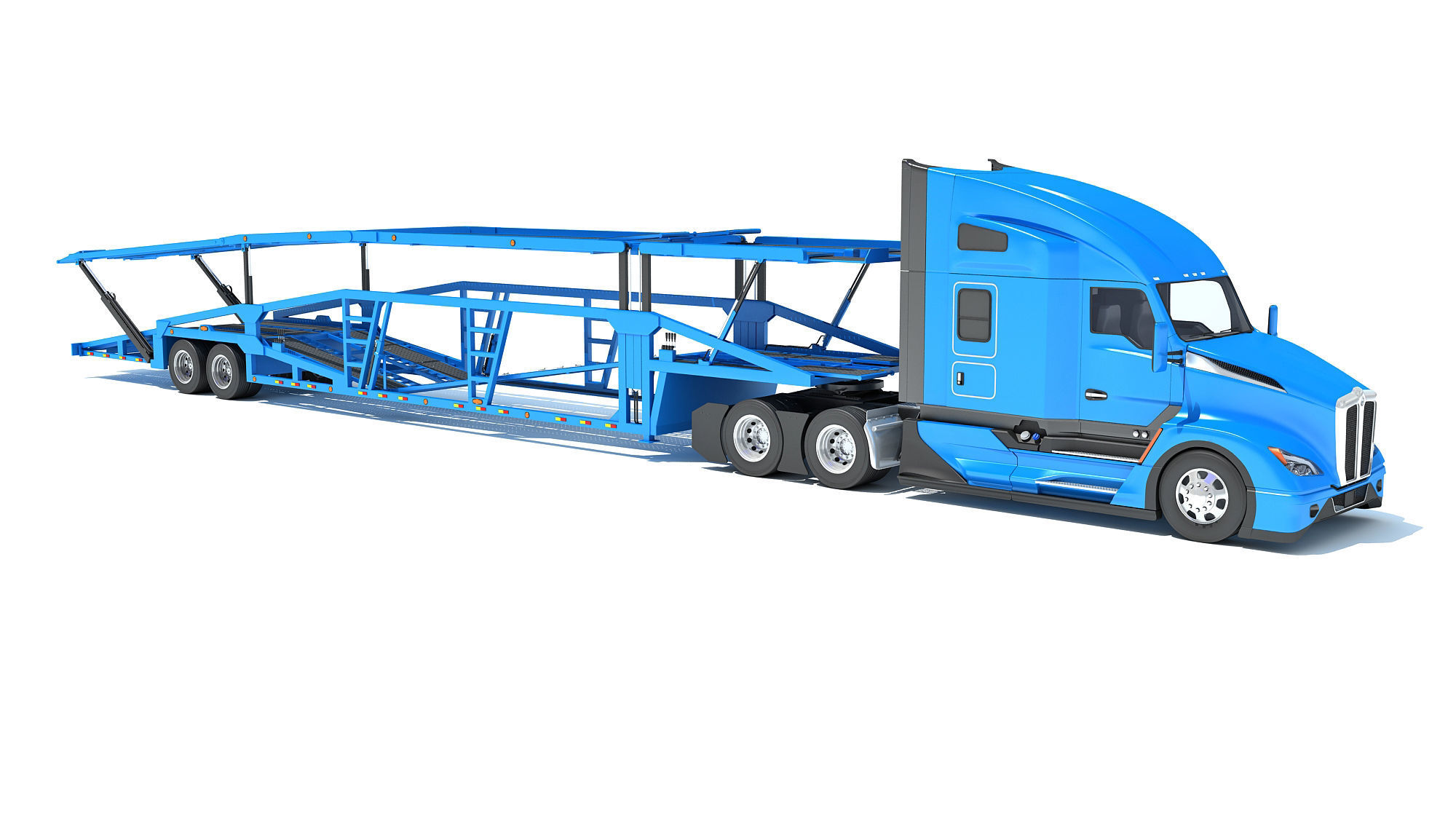 Car Hauler Trailer Semi Truck  3D model_7