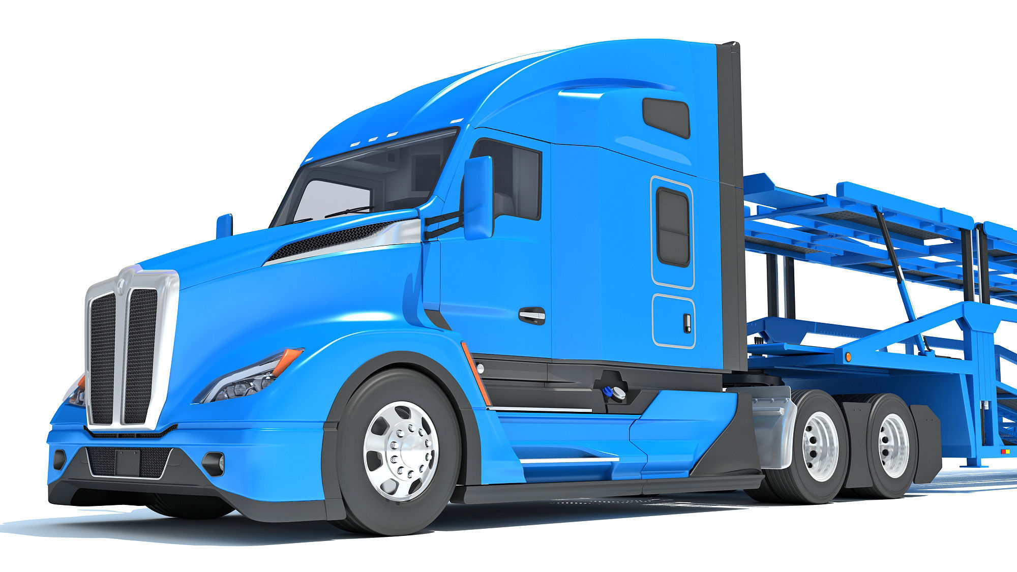 Car Hauler Trailer Semi Truck  3D model_12
