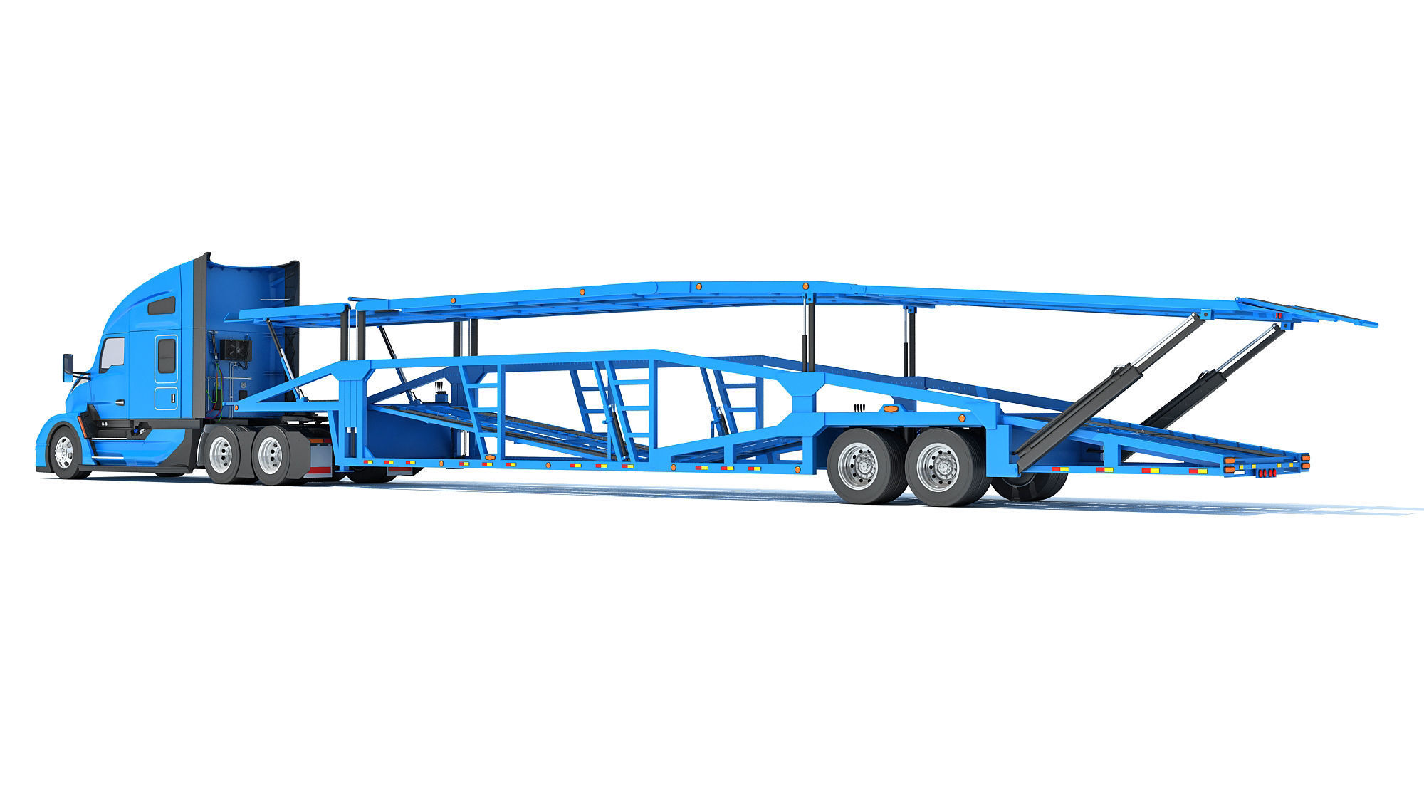 Car Hauler Trailer Semi Truck  3D model_2